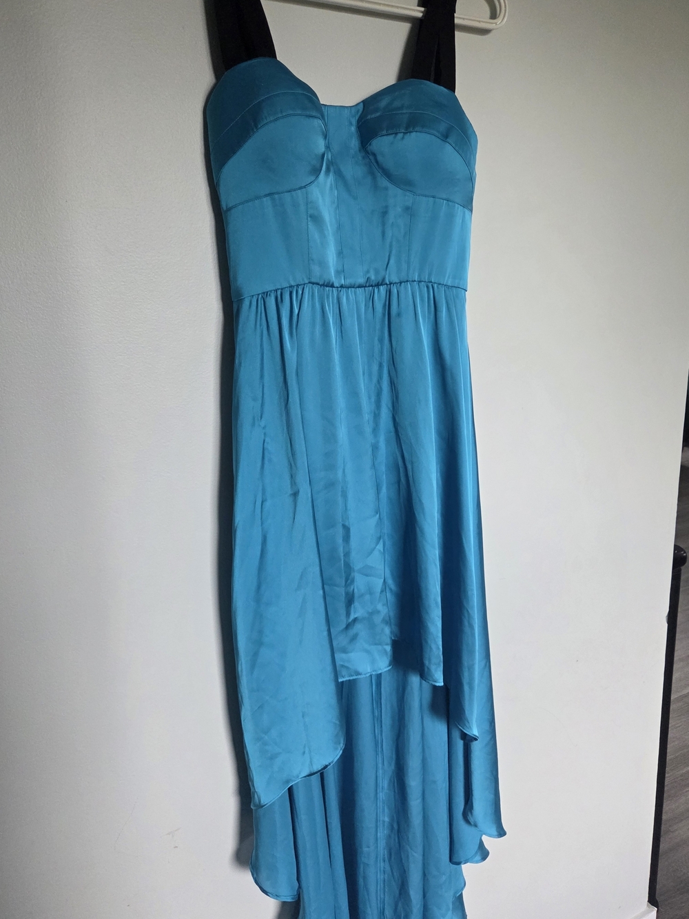 Guess Teal Bustier High-Low Dress with Black Straps